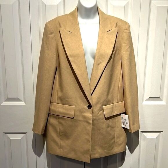 ASOS Tan/Gold Lined Oversized Fit (see measurements) Blazer Size 6 NWT‎ - Picture 1 of 15